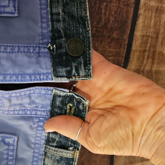 UPCYCLED ☆ HANDMADE PERRIWINKLE DENIM JACKET By "One Kind Denim Co". Sz XL - Picture 4 of 7